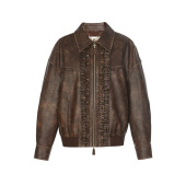 皮衣外套上衣女GFC25902 巴恩风复古时尚 拉拉家2025冬季 新款