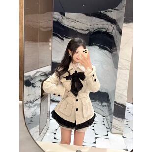 2026早春新款粗花呢蝴蝶结绣花饰中长款外套女GFC250138