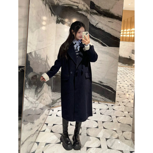 拉家25冬季新款蝴蝶结双面大衣外套女GFC259087