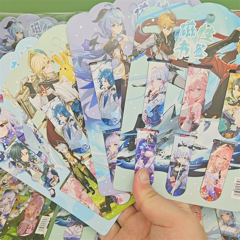 新款原神磁性精美书签网红游戏周边磁吸磁铁书夹子标记固定雷神。