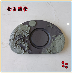 易水砚台玉带石金玉满堂天然原石文房四宝名家老坑精雕纯手工雕刻