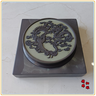 易水砚台玉带石龙凤呈祥天然原石文房四宝名家老坑精雕纯手工雕刻