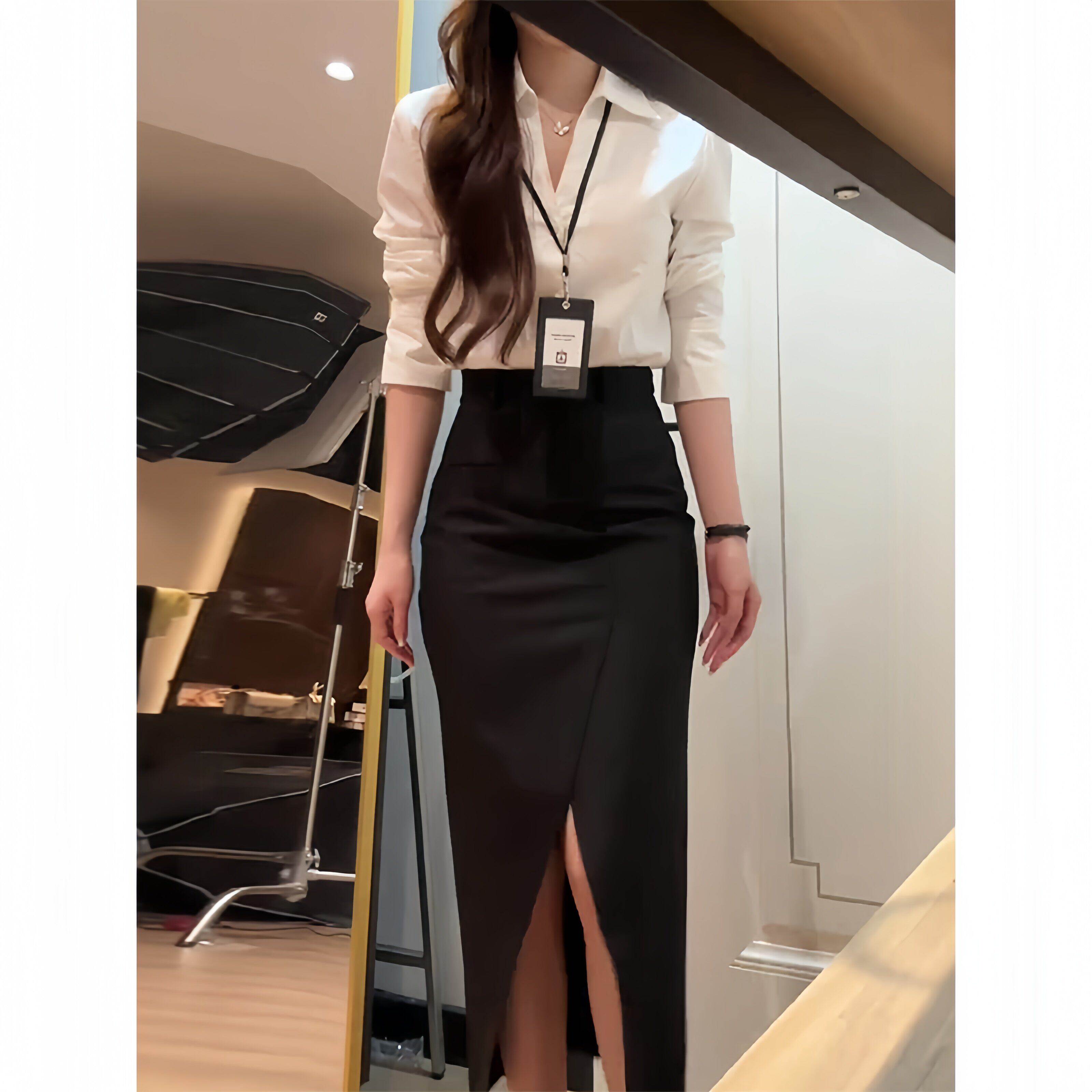 性感纯欲风高级感气质POLO领长袖衬衫上衣女春季新款修身显瘦衬衫