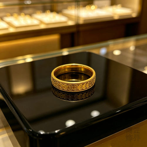 5G新款黄金色重工钱币闭口戒指新中式戒指高质量保色送爱人
