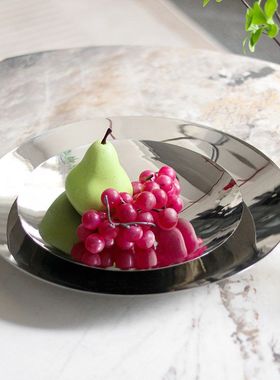 极简创意飞碟圆形水果盘摆件酒店餐具会所浅底果盘零食收纳盘饰品