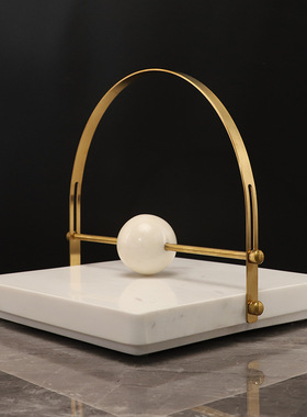 轻奢售楼处纸巾架摆件金属现代