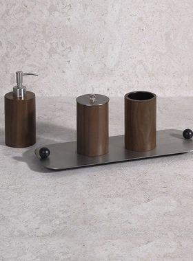 现代简约卫浴套装洗手液罐皂液罐托盘酒店浴室洗漱牙刷收纳罐家用