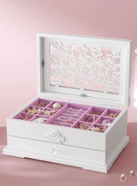 跨境工厂木质首饰盒创意礼物耳钉耳环项链饰品盒收纳盒珠宝戒指盒
