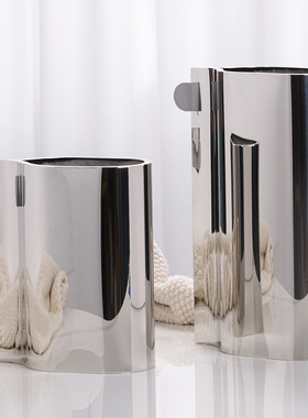 意式轻奢黑色皮革金属花