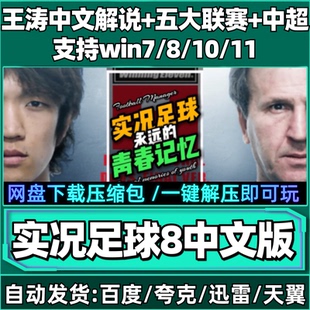 实况足球8单机版王涛解说五大联赛中超中文PC电脑游戏汉化网盘
