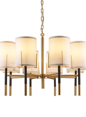 客厅吊灯具新中式6头布艺餐桌饭厅灯家用大气中国风卧室餐厅吊灯