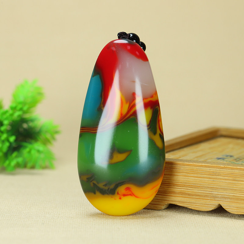 新疆和田玉七彩玉原石手把件挂件天然玉石籽料手玩件男女款把玩件