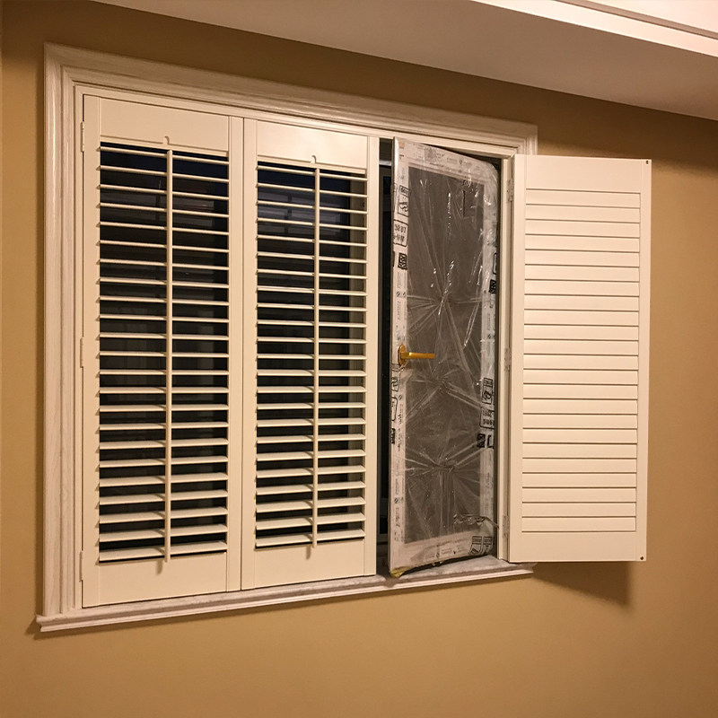 圣德科白色叶片椴木实木定制内开窗专用窗帘外装活动百叶窗透气窗