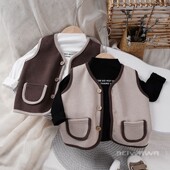 心心念 小马甲来啦春秋儿童宝宝一体绒保暖坎肩加绒背心马夹