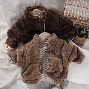 软糯象云朵 小童宝宝加绒保暖拉链外套 男女童一体绒好穿毛绒棉服