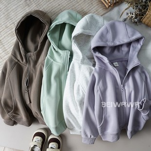 颜色都齐了~心心念的五彩童装连帽卫衣儿童纯棉上衣拉链上衣外套