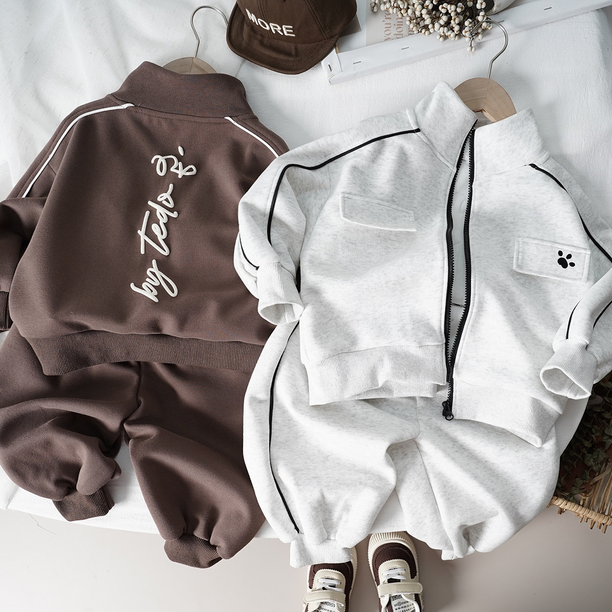 好看~秋新款儿童纯棉外套休闲裤套装 男童宝宝潮范运动服两件装