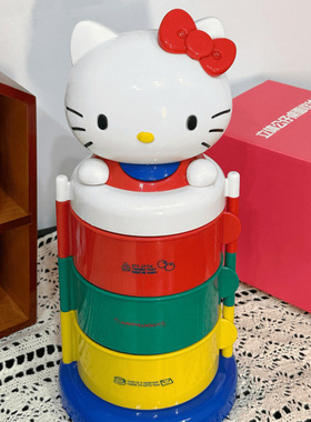 可爱KT猫三层旋转饰品收纳盒摆件发饰收纳架女生宿舍送闺蜜收纳盒