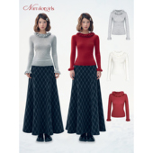 百搭显瘦收腰简约复古冬季 Narratorgirls立体花边针织长袖 打底衫