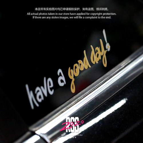 权志龙小雏菊goodday美好的一天防水反光贴纸汽车三角窗行李箱贴