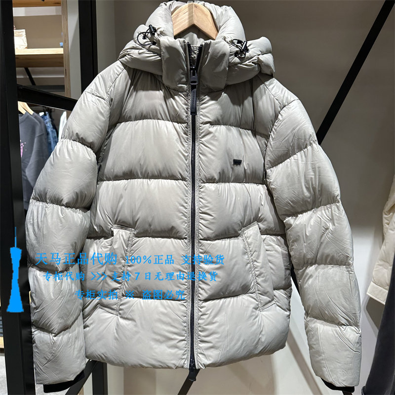 李维斯浅灰保暖男连帽羽绒服外套
