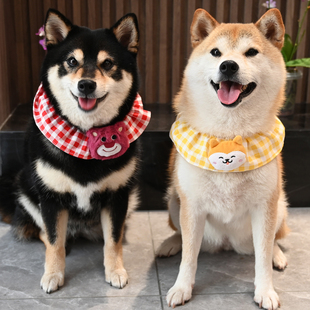 清新格子/宠物狗狗猫柯基泰迪法斗柴犬围脖围巾项圈脖圈领结饰品