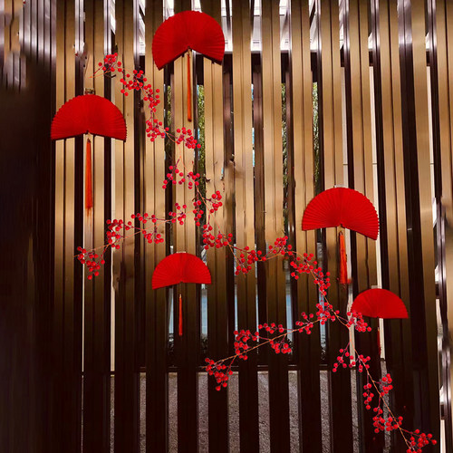 2026贺新年装饰售楼部春节布置酒店前台大堂珠宝店铺橱窗挂件美陈