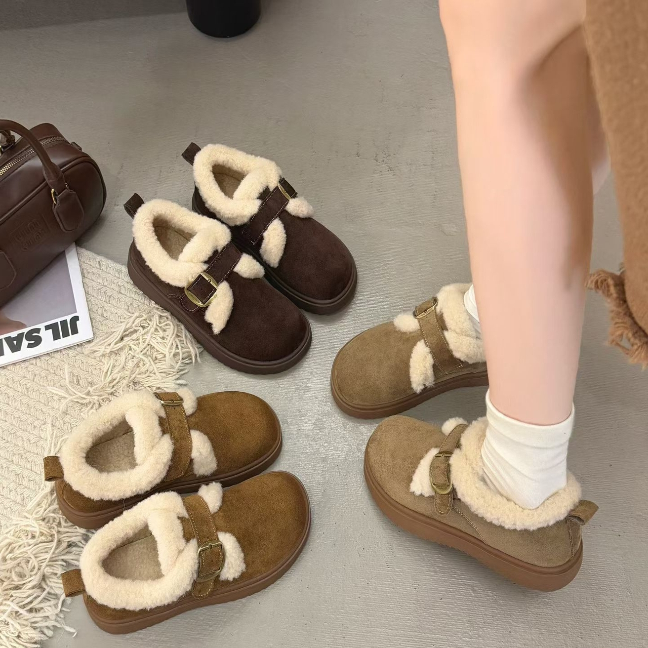 LL888-1高定韩版加绒百搭勃肯单鞋