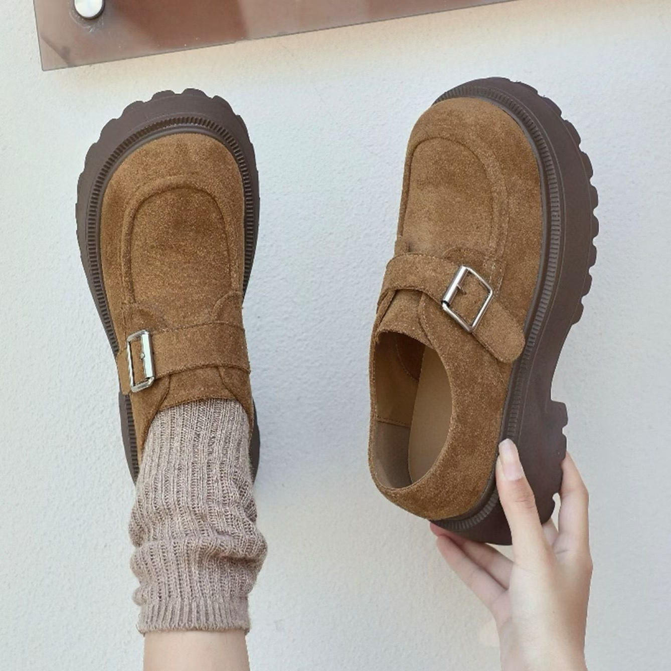 【妮娅专享】AAL9389高定时尚厚底边扣勃肯鞋