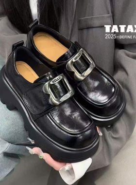 【妮娅专享】AAL88810秋季高定真皮厚底百搭乐福鞋