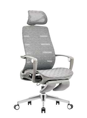 迪欧商用灰色网布工作电脑椅可躺午休人体工学椅子办公护腰办公椅