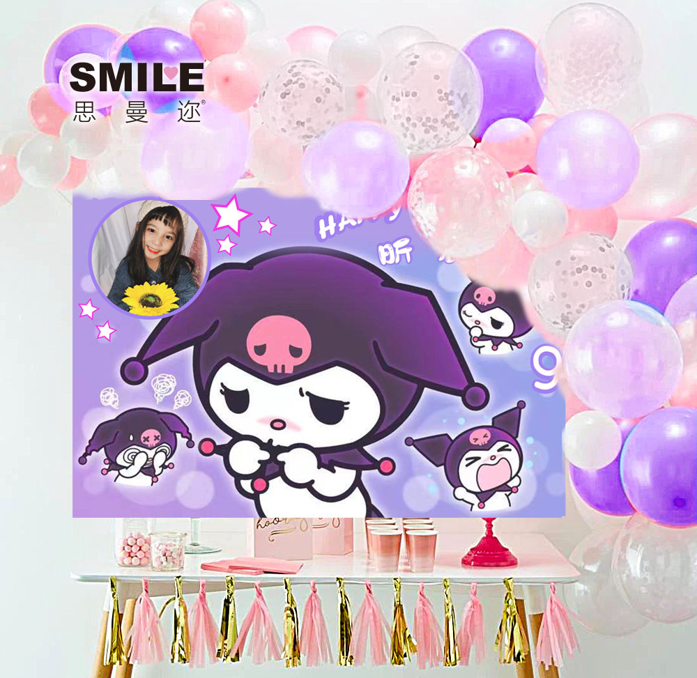 库洛米主题美乐蒂生日派对定制海报女孩背景墙装饰用品儿童气球