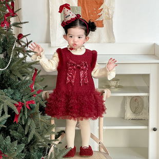 女宝保暖喜庆两件套 婴幼儿加绒加厚背心裙年服套装 三折专区冬季 款