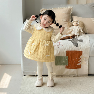 三折专区点兮2025秋冬新款 宝宝夹棉裙子打底 婴幼儿绗棉背心裙套装