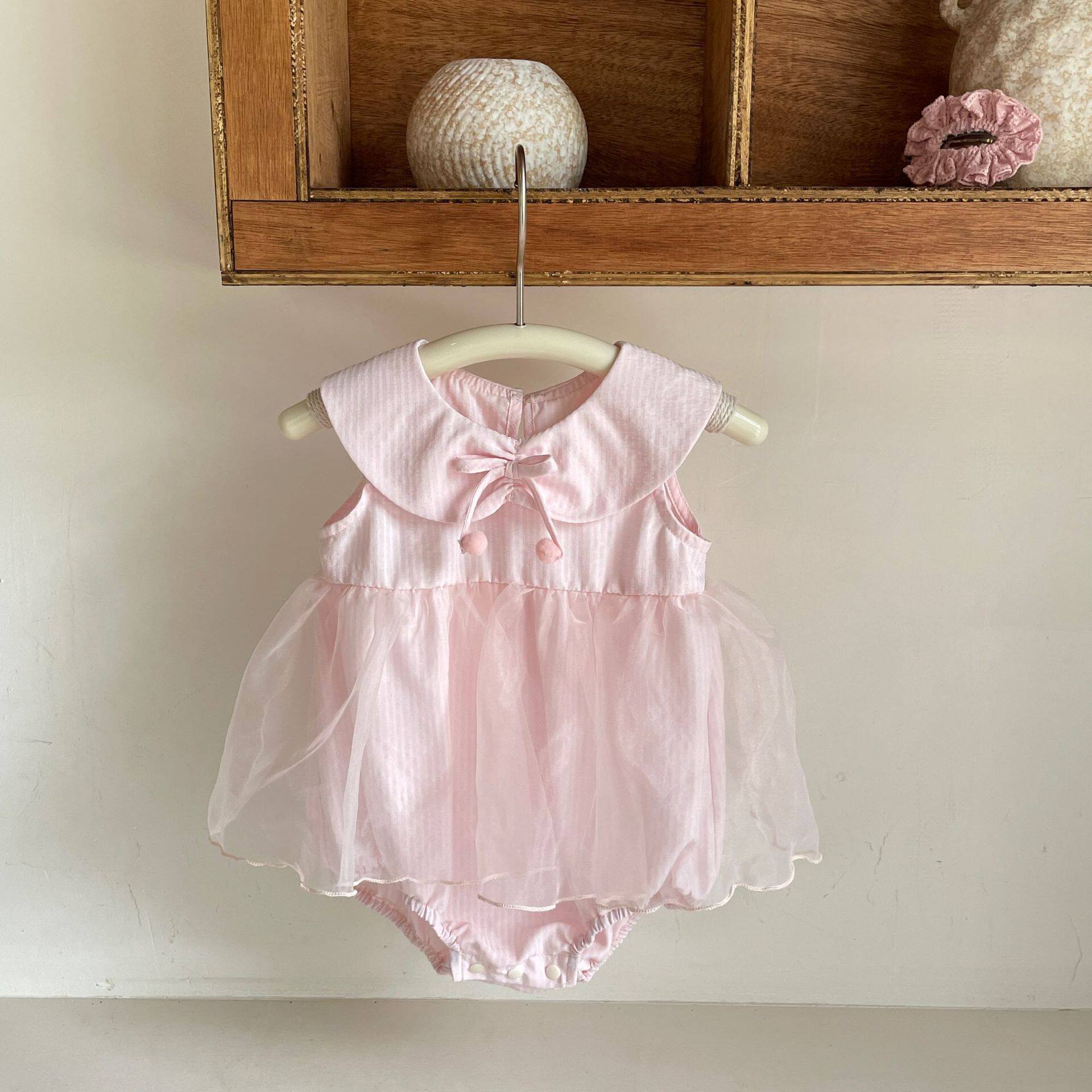 女婴网纱夏季裙子女宝婴幼儿洋气蕾丝蝴蝶结公主裙韩版包屁连衣裙