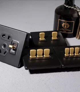 汉顿拨杆开关插座家用黑色创意个性复古开关面板86型现代插座面板