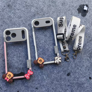 斜挎款17pm卡通15保护套13promax适用苹果16手机壳边框iPhone8plus可以背的pro米妮7p女Xsmax日系个性散热14