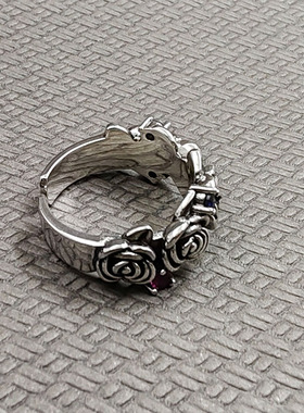 925纯银流行饰品玫瑰戒指