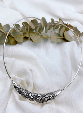 饰品复古植物花卉挂坠学生银项链