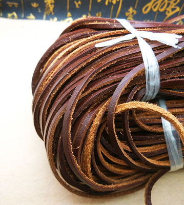 DIY饰品材料牛皮条 3MM宽 头层真皮宠物编织手链项链毛衣链牛皮绳