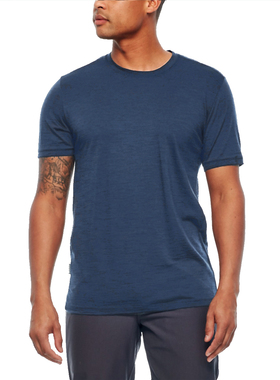 新西兰Tech美利奴羊毛男士短袖圆领ICEB户外休闲纯色t恤速干透气