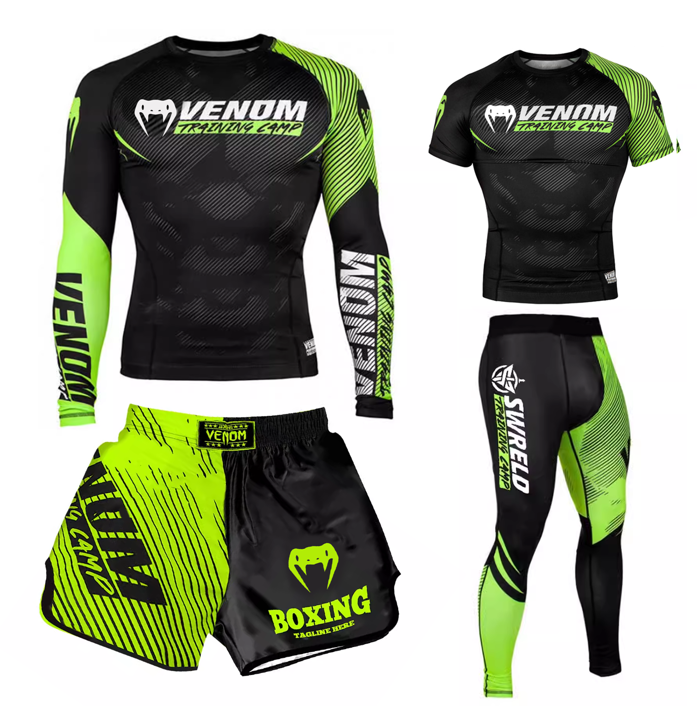 毒液拳击四件套装男运动健身MMA散打格斗搏击短裤训练服速干衣长