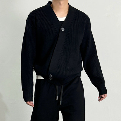 0926studio【老钱绵羊毛】V领高级道袍松弛毛衣开衫外套24秋冬