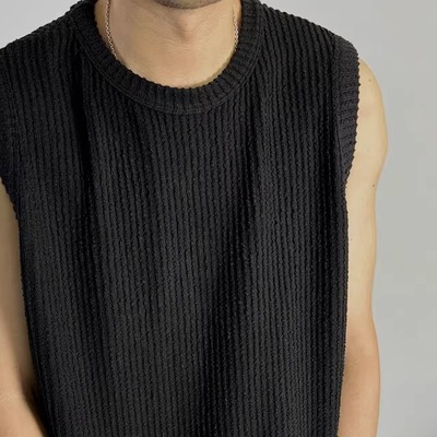0926studio黑科技凉感立体结构纹理针织无袖马甲2025夏新款背心宽