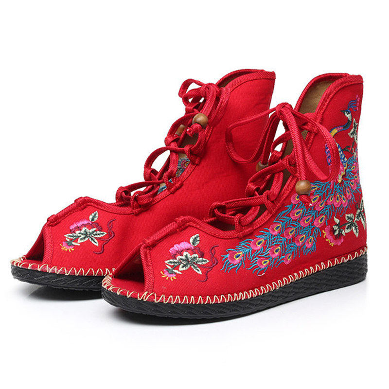 WOMENS BOOTS 2024 AUTUMN OLD BEIJING FLAT SHOES HANDMADE TWINE EMBROIDERY BOOTS SHOES NATIONAL STYLE WOMENS SINGLE CLOTH BOOTS SHORT TUBE