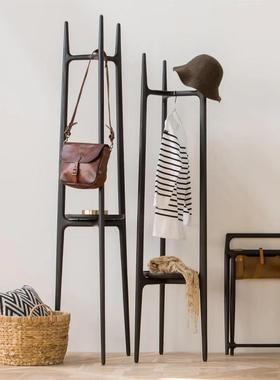 SERAPH西勒衣帽架黑胡桃木卧室落地晾衣架黑色三角衣架玄关家用