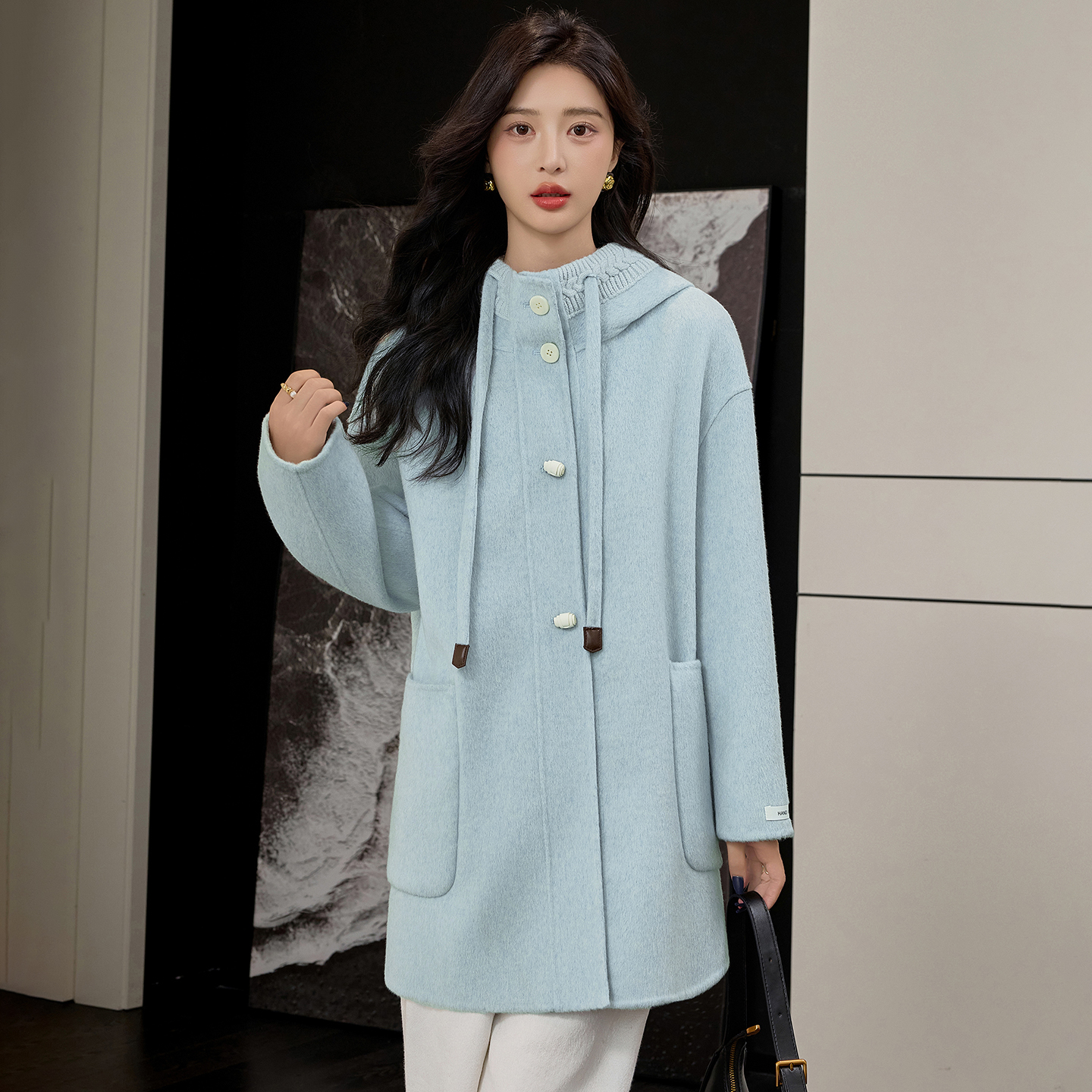 2025秋冬新款连帽双面羊绒大衣