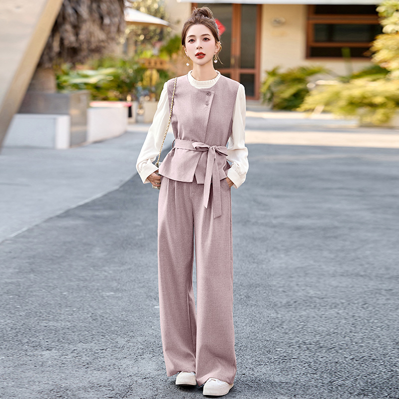 小香风西装套装女2025秋季新款独特漂亮衬衫马甲穿搭一整套三件套
