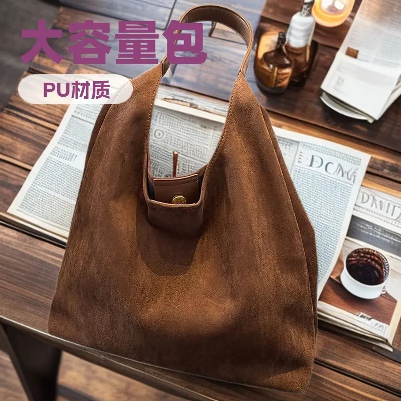 复古磨砂大包包女2025新款秋冬季单肩包高级质感通勤托特包大容量