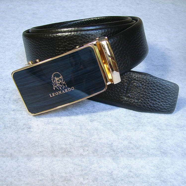 利奥纳多LEONARDO老人头真皮头层牛皮正装礼盒男士自动扣皮带腰带